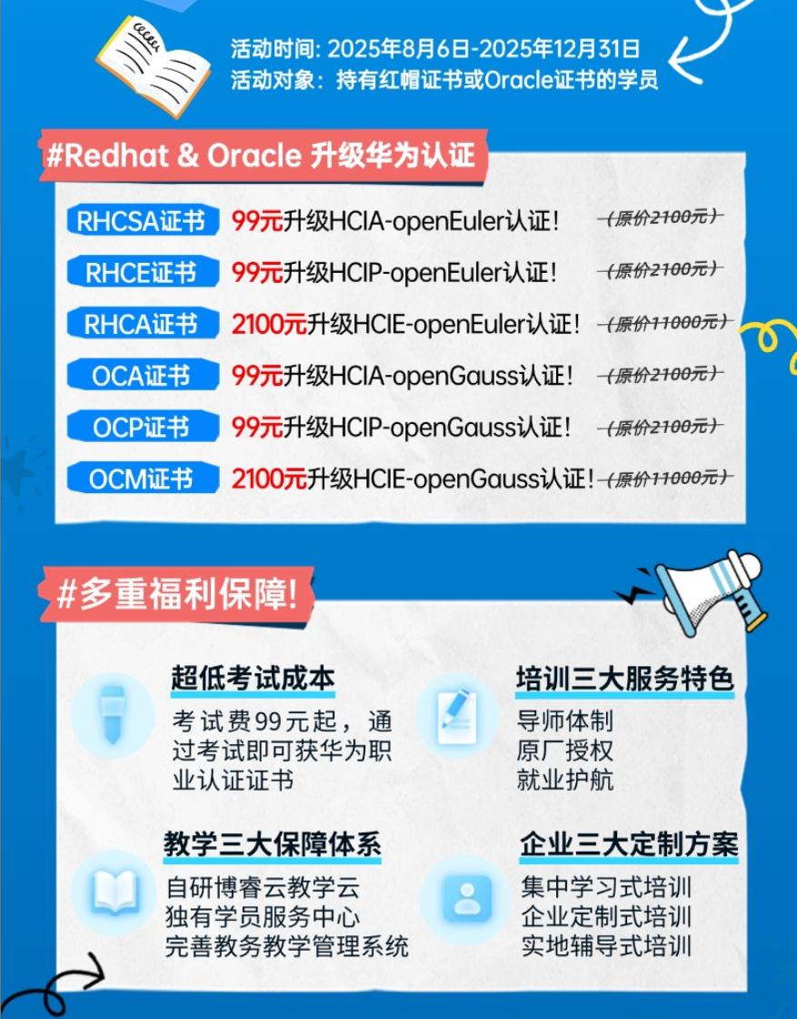 华为基础软件人才加速计划针对红帽（RedHat）、Oracle 认证持有者推出的专项优惠政策